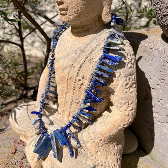 Vintage Lapis Stone Boho Statement Necklace - Picture 4 of 8